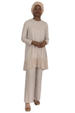 2 Pieces Pants Suit With Pleat Details