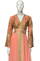 Gold Lace & Pearls Chiffon Dress
