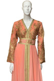 Gold Lace & Pearls Chiffon Dress