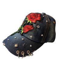 Kids Embroidered Rose Denim Cap