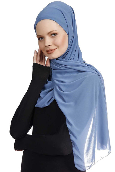 Chiffon Hijab Lined with Bonnet