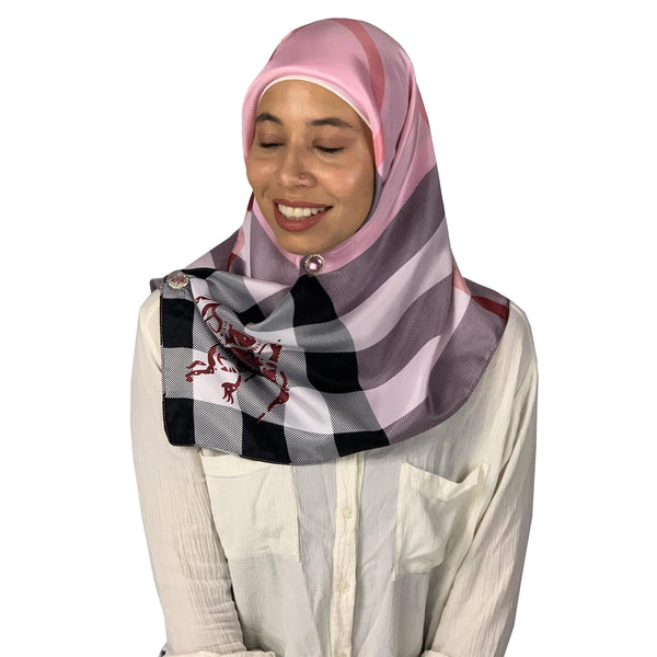 Luxury Square Plaid Designer Silk Scarf Hijab
