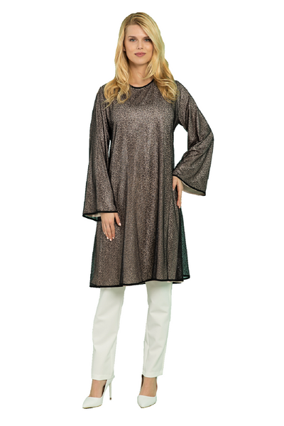 Loose Tunic with Foiled Tulle Front