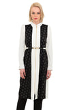 Polka Dot Long Sleeveless Coat