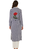 Striped Light Jilbab Tunic with Rose Applique