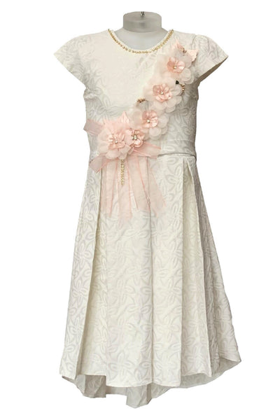 Glitter Asymmetric Eid Dress - Cream