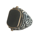 Turkish Men Silver Ring with Rotating Stone Size 10