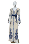 Lace Applique' Long Sleeves Chiffon Dress