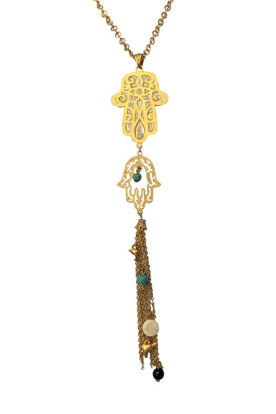 Double Khumsa Pendant Necklace Imported