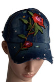 Teens Embroidered Rose Denim Cap