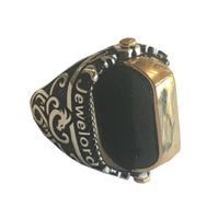 Turkish Men Silver Ring with Rotating Stone Size 10