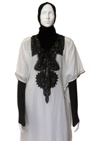 Chiffon Summer Caftan - Square Black Beads